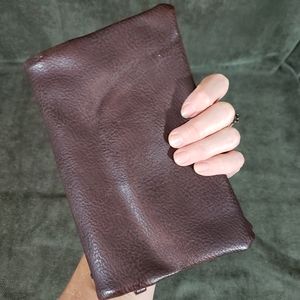 Joy Susan brown faux leather wristlet
